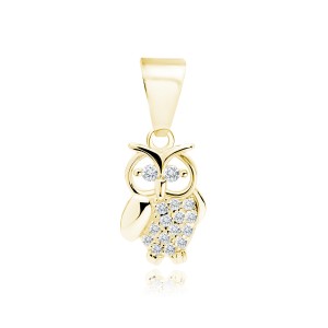 Pandantiv argint placat cu aur galben bufnita cu pietre DiAmanti Z1941CG_W-DIA (Argint 925‰ 1,1 g.)